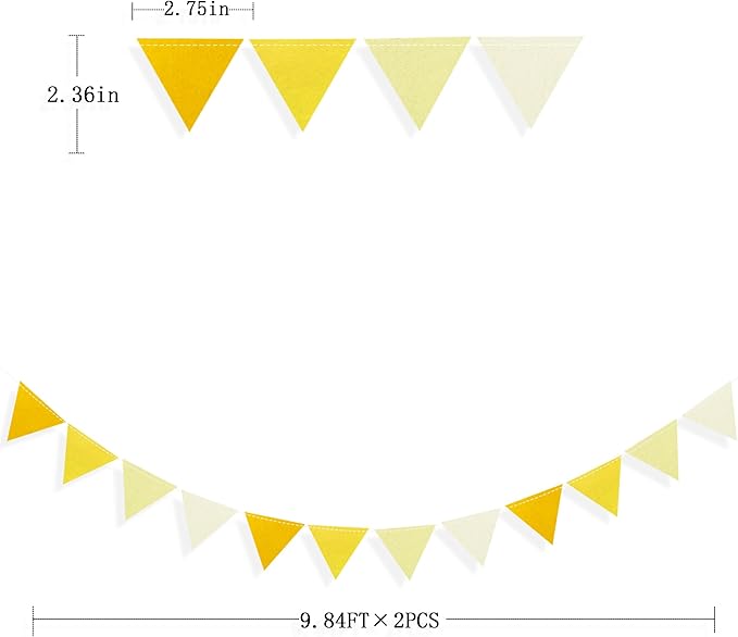 Yellow Party Decorations Ombre Yellow Felt Hanging Triangle Mini Bunting - Image 2