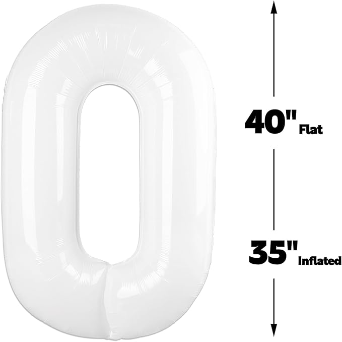 White 40 Inch 0 Number Balloons, 0 Decorations - Image 2