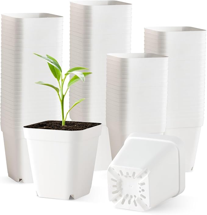 BTPLASTIK 120 Pcs Nursery Pots 3.5 Inch, Plastic Seed Starting Pot by BTPLASTIK