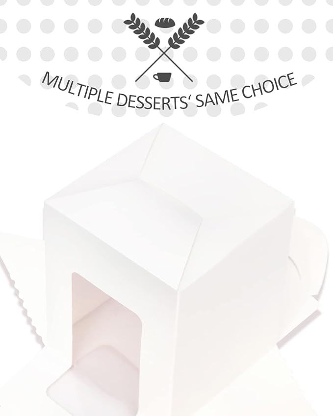 qiqee 100Packs Cupcake Boxes Individual Cupcake Holders Disposable White Single - Image 3