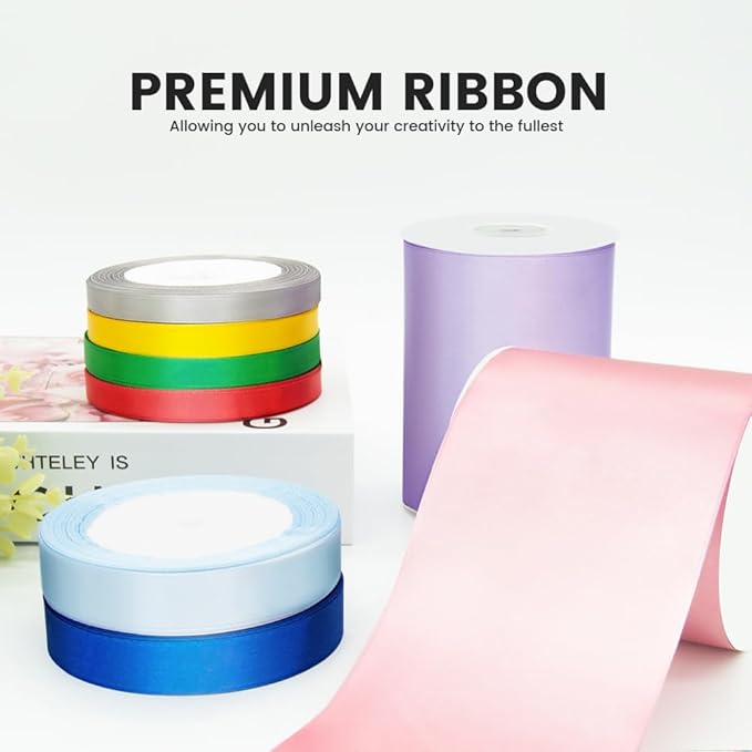 4" x 25 Yards Satin Ribbon, Light Purple Silk Ribbon Ideal - Image 3