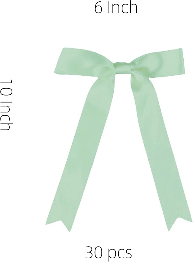 30 Pcs Sage Green Satin Bows 6 X 10 Inch Premade Bows - Image 2