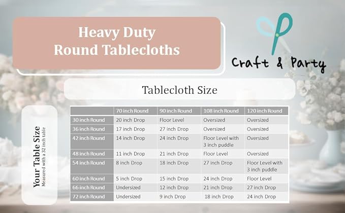 Craft And Party Round Tablecloth, 120 Inch Ivory Tablecloth, Polyester Fabric - Image 7