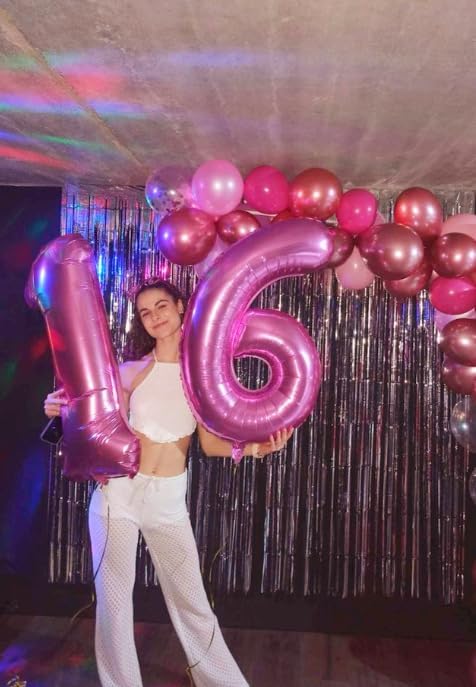 40 Inch Pink Mylar Foil Number 6 Birthday Balloon, Digital Balloons - Image 5