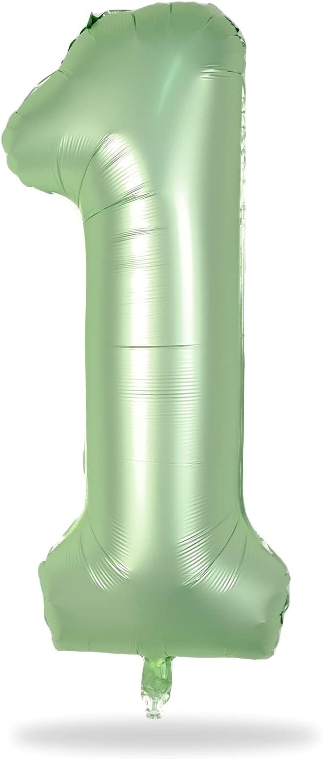 Sage Green 1 Balloons, 40 Inch Giant Olive Green Helium Foil Number 0-9 by Lingqiang