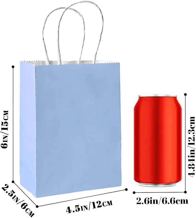 Bakepacker 100 Pcs Light Blue Mini Paper Gift Bags - Image 3
