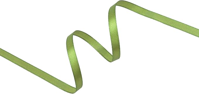 Olive Green Satin Ribbon 1/4 inch X Continuous 25 Yards, Single Face Polyester - Image 2