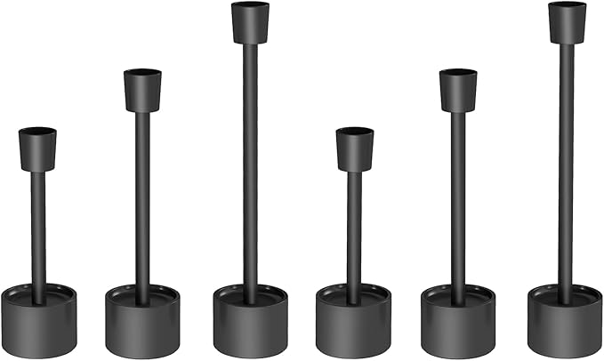 YUMORE Stainless Steel Black Candle Holders Candlestick 6 Packs Tall Taper - Image 5