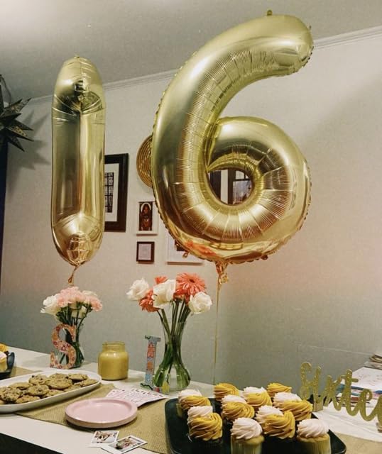40 Inch Light Gold Mylar Foil Number 6 Birthday Balloon, Digital Balloons - Image 5