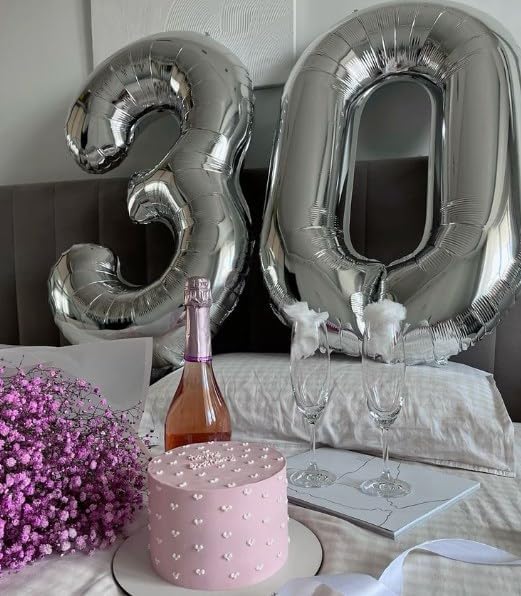 Silver 40 Inch 30 Number Balloons, 30 Decorations - Image 5