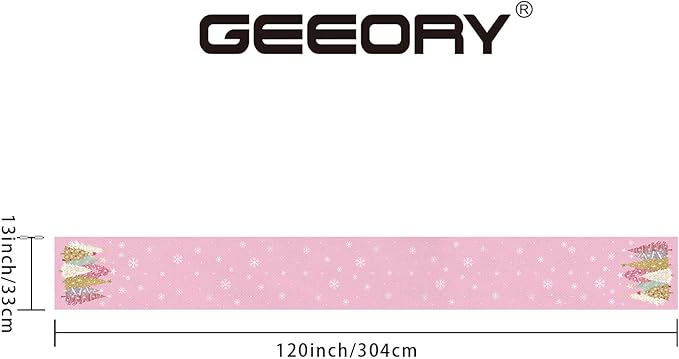 GEEORY Christmas Table Runner 13x120 Inch, Xmas Trees Snowflakes Holiday - Image 2