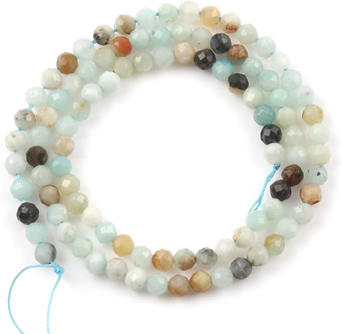Song Xi 90pcs 4mm Natural Amazonite Gemstone Beads Faceted Round Loose Stone - Image 4