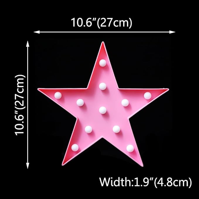 LED Marquee Star Sign Night Light, Battery Operated Star Shaped Desk Table Lamp - Image 5