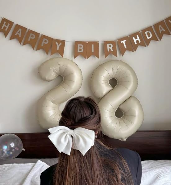 Cream White Foil Number 18 81 Balloon 40 Inch, Helium Mylar Number 18 81 - Image 6