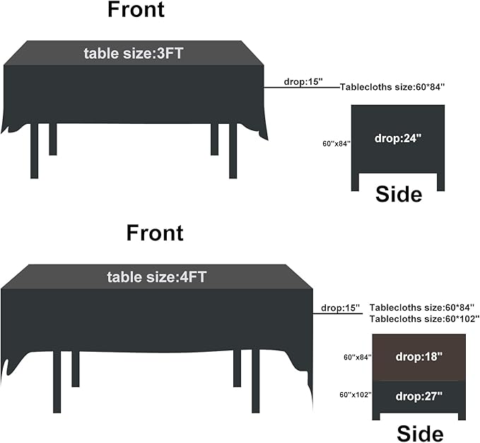 Fokitut 2 Pack Waterproof Rectangle Tablecloth, 60x84 Inch, Stain Resistant and - Image 3