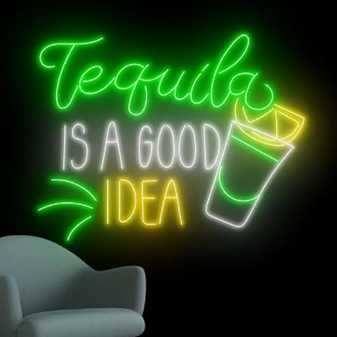 Tequila Is A Good Idea Neon Wall Sign, Tequila Led Wall Sign, Cocktail Neon - Image 5