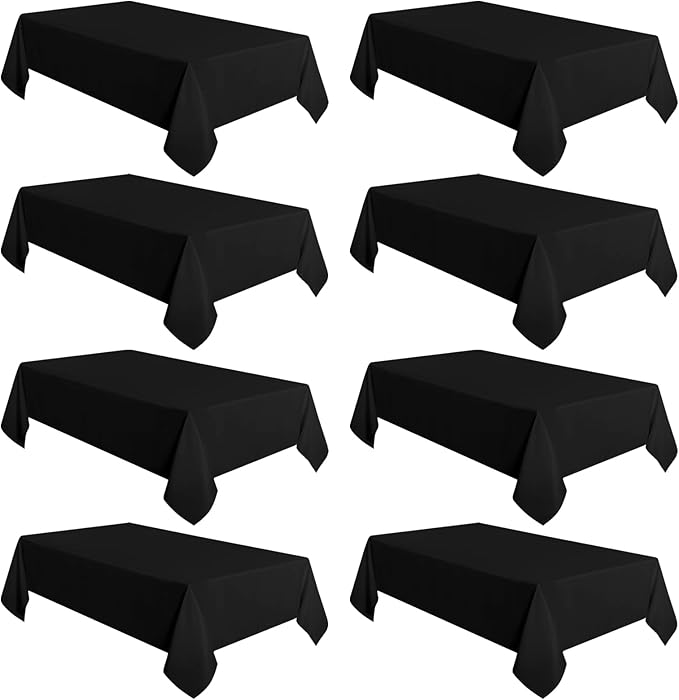 sancua 8 Pack Black Tablecloth 60 x 102 Inch, Rectangle Table Cloth - Image 8