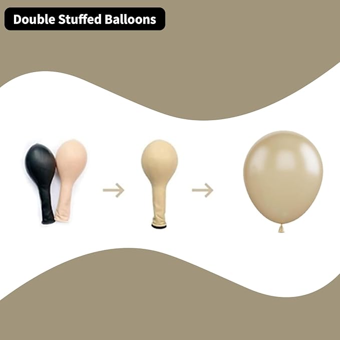 White Sand Balloons Set, 60 Packs 12 Inch Double Stuffed Beige Boho Balloons - Image 3