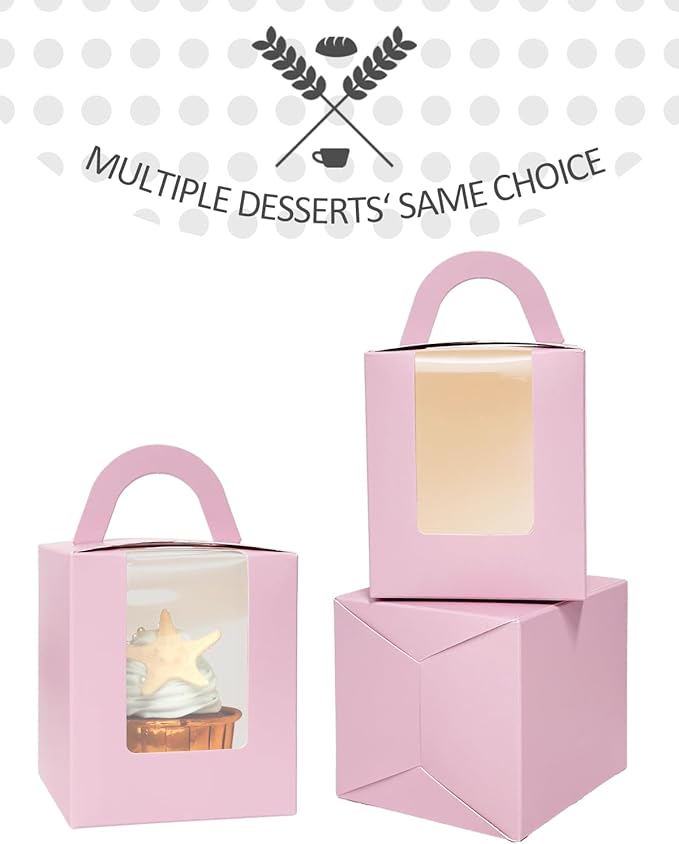 qiqee Lavender Cupcake Boxes Individual Cupcake Holders Disposable 50pcs Single - Image 4