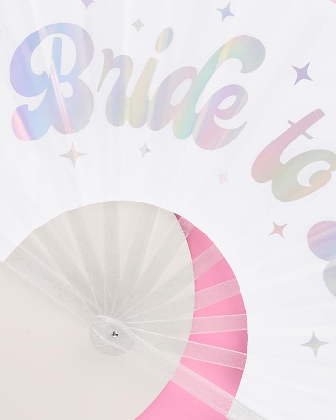 xo, Fetti Bride to Be Iridescent + Glitter Folding Fan | Bachelorette Party - Image 4