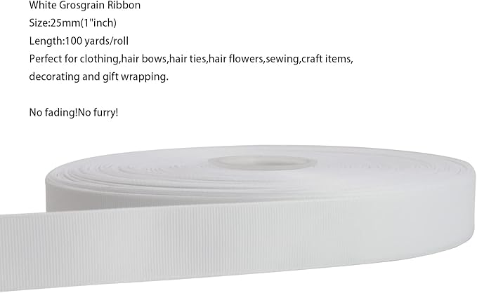 Jesep One Roll 100 Yards 1" Soild Grosgrain Ribbon Boutique Gift Wrapping - Image 3
