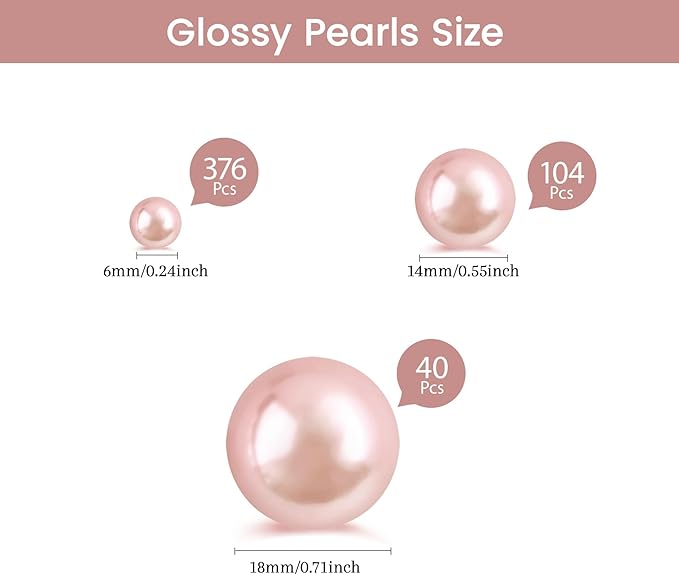 520Pcs Rose Gold Glossy Beads for Centerpiece Decor, Artifical Pearls Vase - Image 2