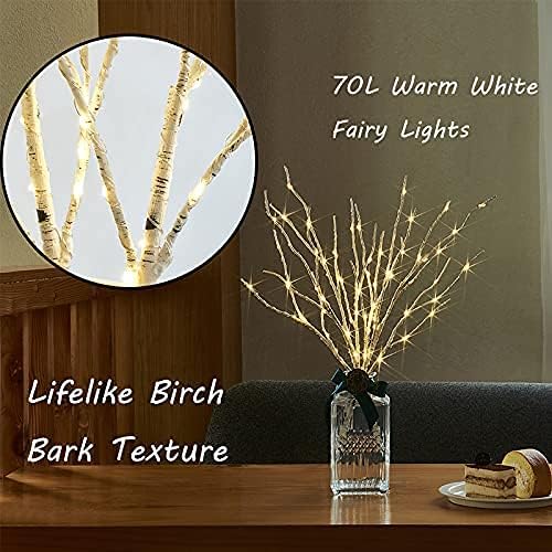 Hairui Lighted Birch Branches 18IN 70 White Willow LED Battery Operated - Image 2
