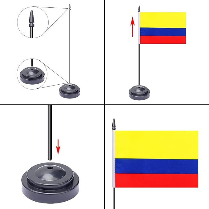 WXTWK 2 Pack Colombian Flag Colombian Deluxe Desk Flag Set - Image 3