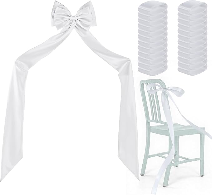 Big Bow with 24 Pcs Chair Ribbon Wedding Aisle Decorations, 78x18 inch Giant Bow by Galetcy