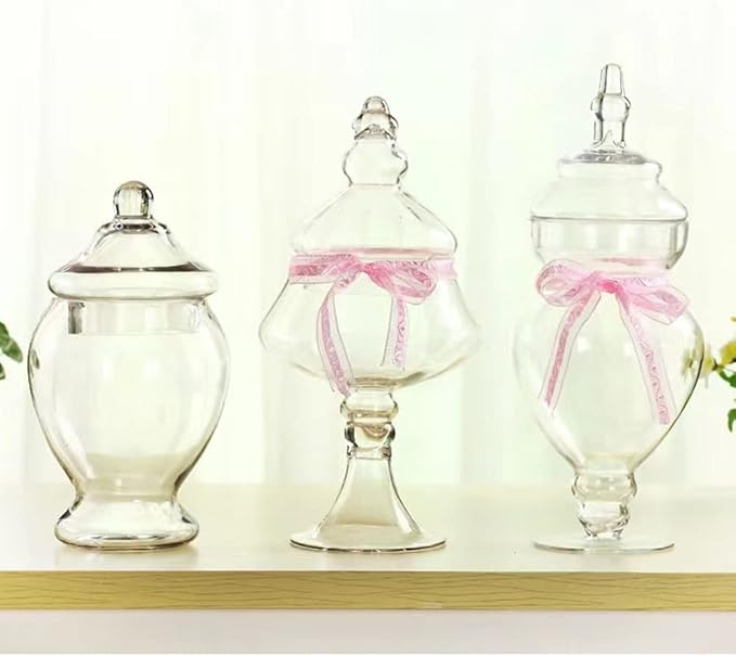 Glass Apothecary Jars 45 Ounce Decorative Candy Cookie Jars ，Clear Elegant - Image 7