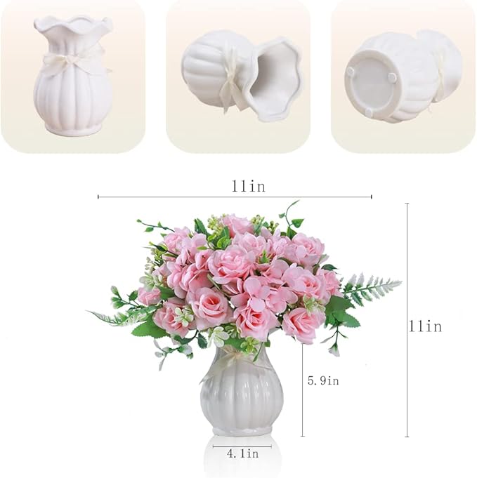 LESING Artificial Rose Silk Hydrangea Flowers Bouquets - Image 4