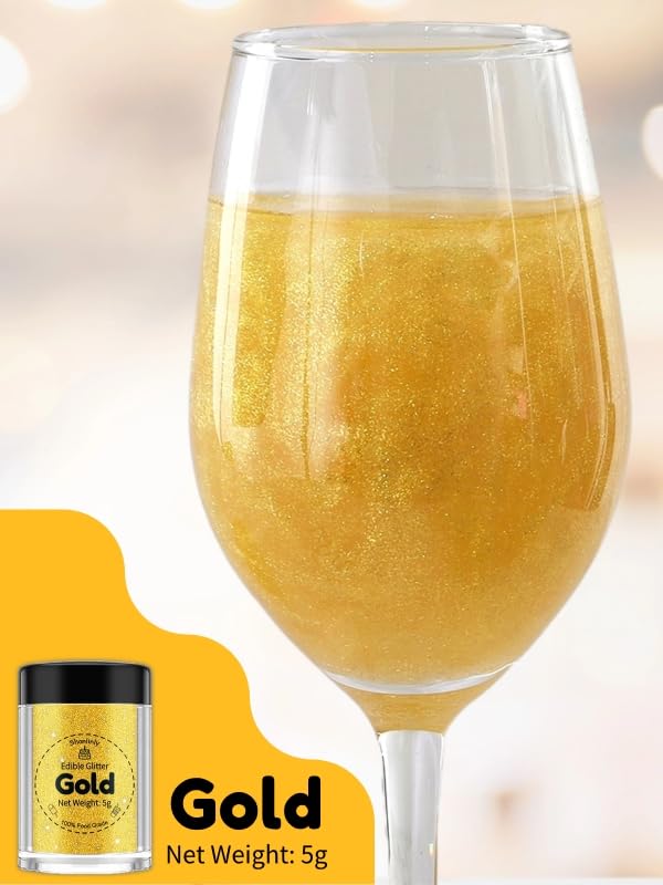 Shanlinly Gold Edible Glitter for Cakes Drinks - Image 3