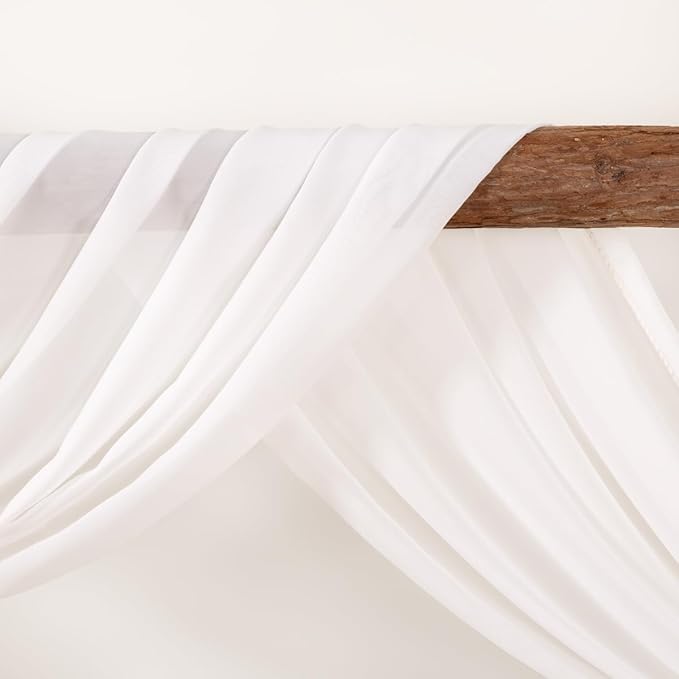 Ivory Wedding Arch Draping Fabric 1 Panel 30'' x 18FT Sheer Chiffon Arch Drapery - Image 3