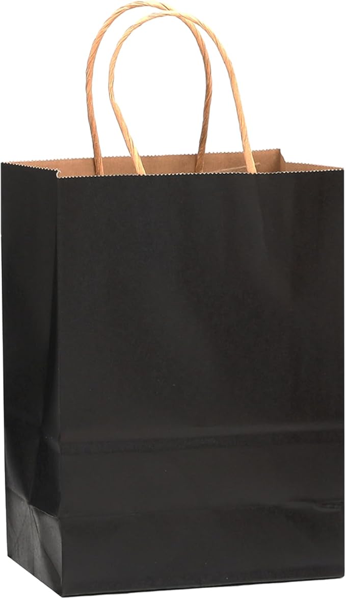 qiqee 50-Packs Black Paper Gift Bags - Image 3