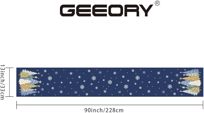 GEEORY Christmas Table Runner 13x90 Inch, Xmas Trees Snowflakes Holiday - Image 6