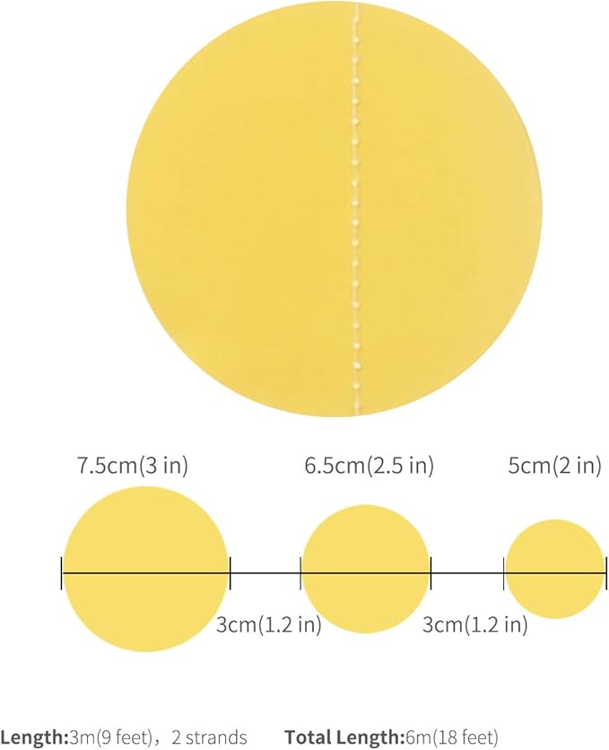 Yellow Paper Garland Circle Dot Party Banner Streamer Backdrop Hanging - Image 4