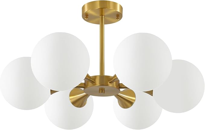 KCO Lighting Brushed Gold Sputnik Flush Mount Ceiling Light Mid Century Modern by KCOLighting