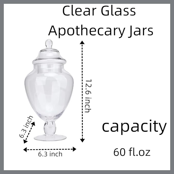 Glass Apothecary Jars with Lid, Decorative Glass Jar - Image 2