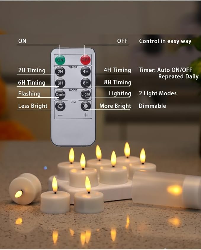Rechargeable LED Tea Lights, Flickering Flameless Candles - Image 8