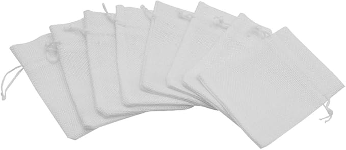 20Pcs Burlap Bags with Drawstring, 3.9 x 5.5 inch White Small Linen Gift Bags - Image 3