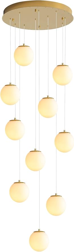 H118 Large Chandeliers for High Ceilings, 12-Lights Mid Century Globe - Image 7