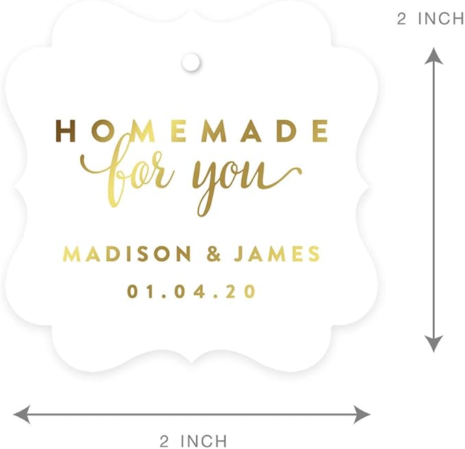 Andaz Press Personalized Fancy Frame Square Wedding Gift Tags, Metallic Gold Ink - Image 6