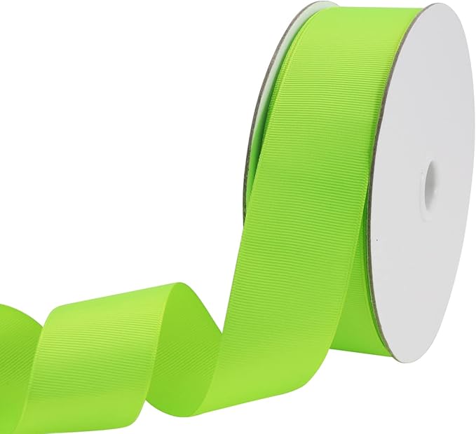 One Roll 50 Yards Soild Neon Green Grosgrain Ribbon 1 1/2 inch Flower Bouquets by JESEP+YONG