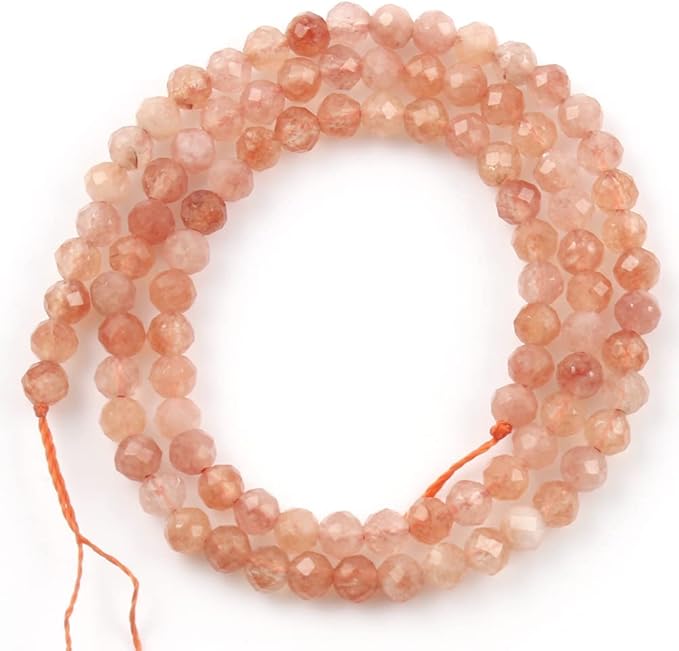 Song Xi 120pcs 3mm Natural Sunstone Gemstone Beads Faceted Round Loose Stone - Image 9