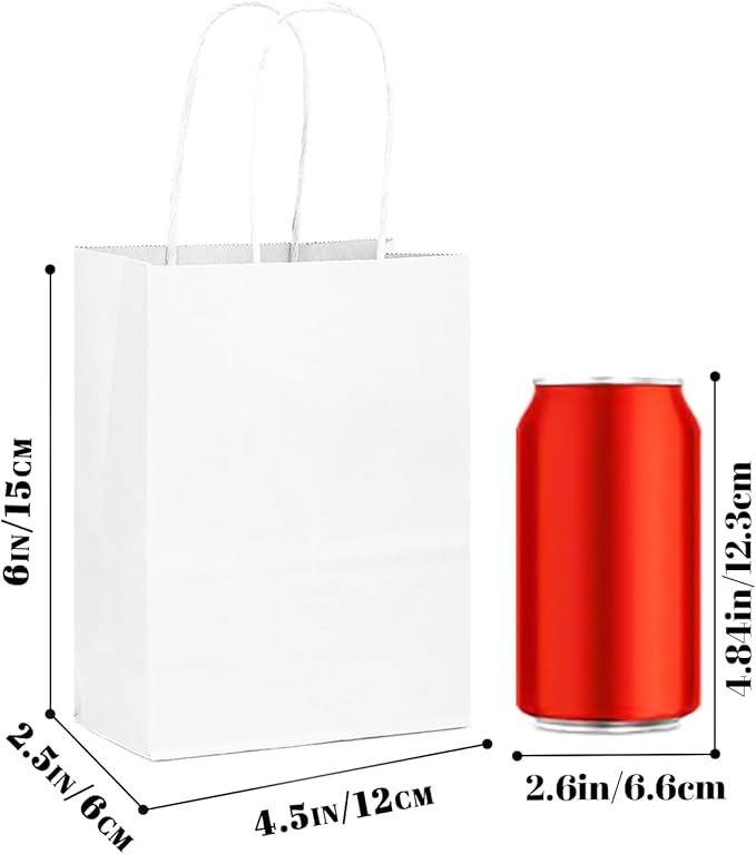 Bakepacker 100 Pcs White Mini Paper Gift Bags - Image 3