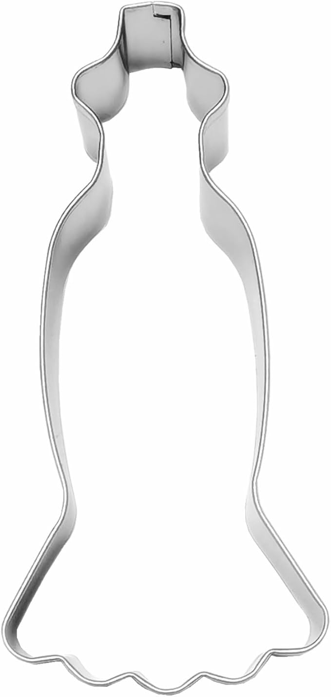 Large Size Dress Shaped Cookie Cutter, Stainless Steel Strapless Mermaid - Image 7