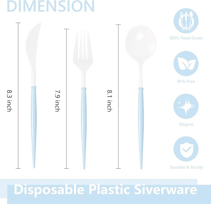 180PCS White Plastic Silverware - Image 3