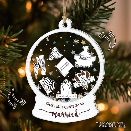 Custom Wedding Shaker Ornament 2025, Personalized Bride and Groom Ornament - Image 3