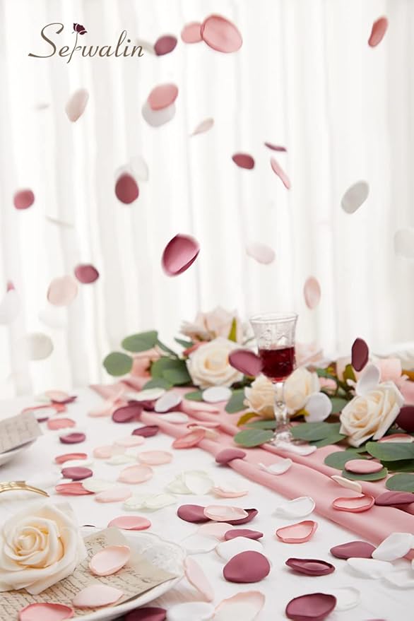 Serwalin 300Pcs Silk Pink Rose Petals Artificial Flower Petals - Image 5
