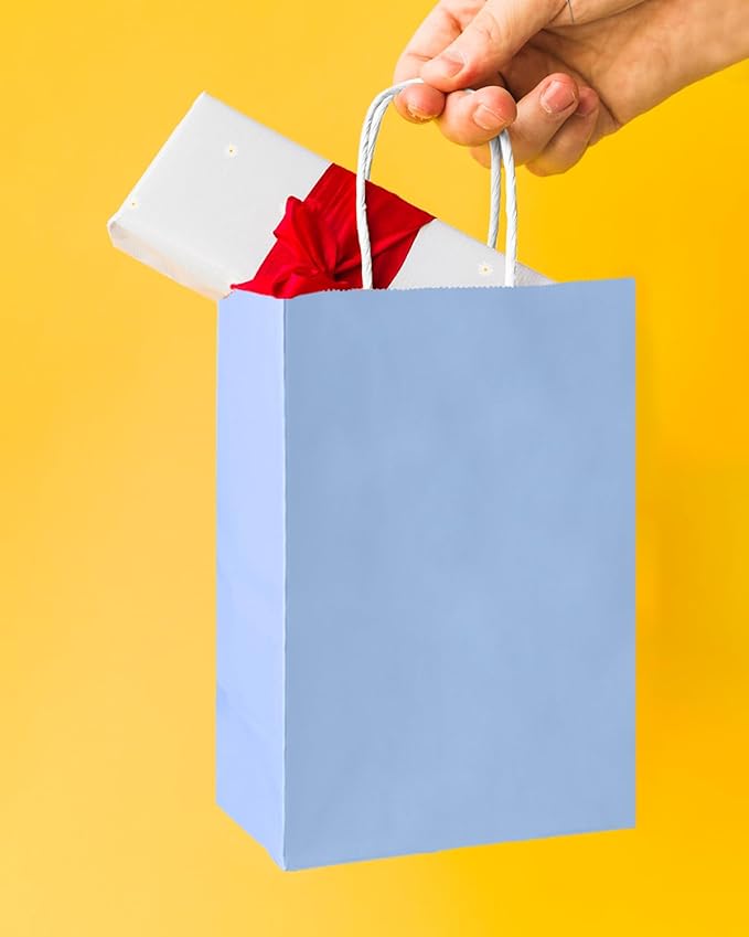 Bakepacker 100 Pcs Light Blue Mini Paper Gift Bags - Image 5